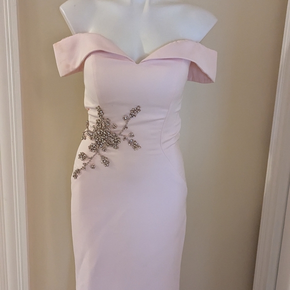 Marsoni by Colors pale pink off the shoulder evening dress size 6 - Picture 4 of 10
